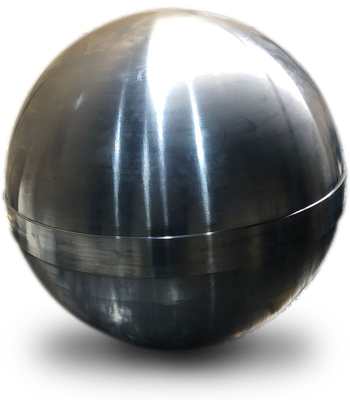 A titanium sphere with two halves.